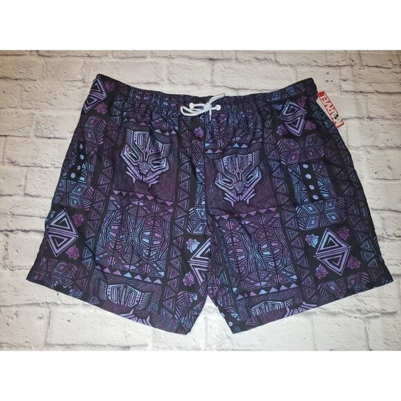 Nwt Mens Marvel Black Panther Lined Swim Trunks Size XL - Picture 1 of 3